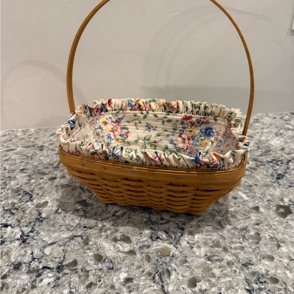 Longaberger 2003 Spring Edition Basket with Floral  Liner & Plastic Protector